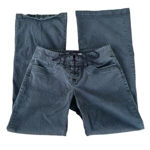 Y2K Lace-Up Front Flare Stretch Jeans Express Washed Faded Black Junior 3/4